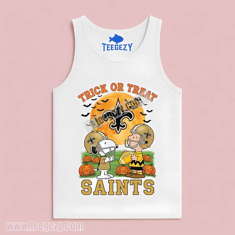 New Orleans Saints Trick Or Treat Charlie Brown Snoopy Tanktop New Orleans Saints Trick Or Treat Charlie Brown Snoopy Tanktop