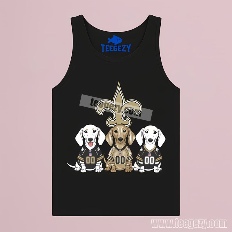 New Orleans Saints Vintage Dachshund Dog Tanktop New Orleans Saints Vintage Dachshund Dog Tanktop