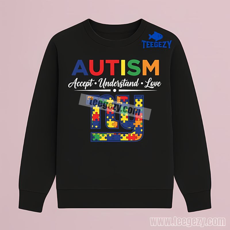 New York Giants Autism Awareness Fan Long Sleeve Accept Understand New York Giants Autism Awareness Fan Long Sleeve Accept Understand
