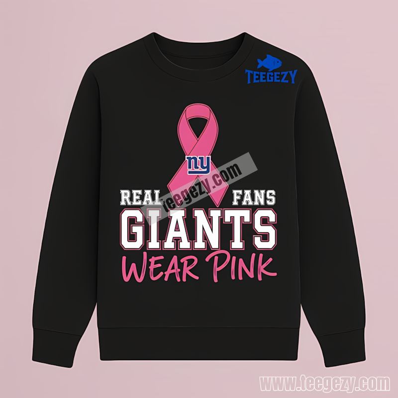 New York Giants Breast Cancer Awareness Pink Fan Long Sleeve New York Giants Breast Cancer Awareness Pink Fan Long Sleeve