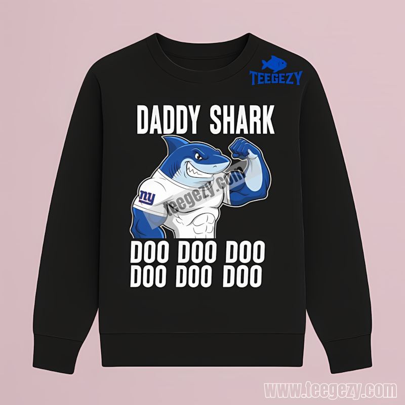 New York Giants Daddy Shark Vintage Fan Long Sleeve New York Giants Daddy Shark Vintage Fan Long Sleeve