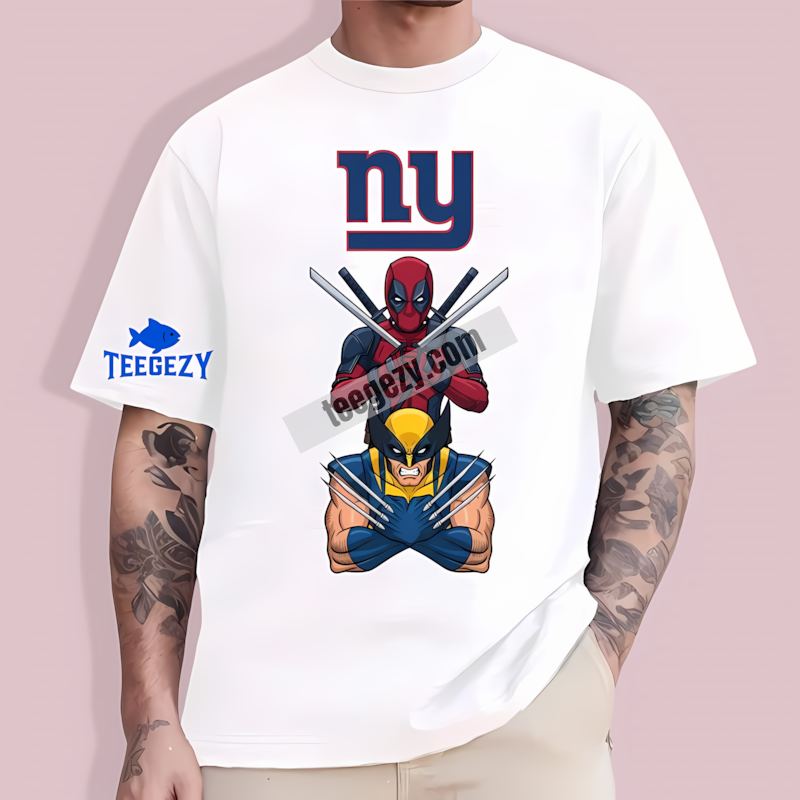 New York Giants Deadpool Wolverine Crossover Retro T-Shirt New York Giants Deadpool Wolverine Crossover Retro T-Shirt