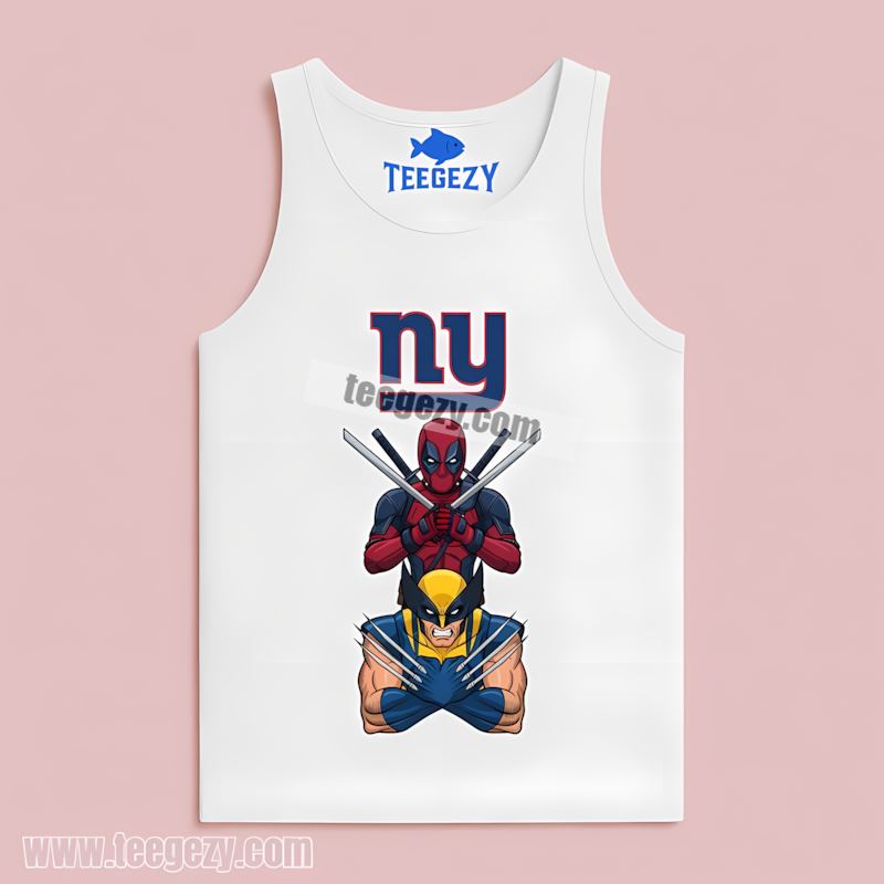 New York Giants Deadpool Wolverine Crossover Retro Tanktop New York Giants Deadpool Wolverine Crossover Retro Tanktop