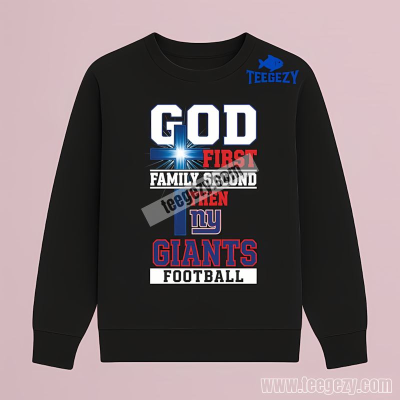 New York Giants God First Family Second Retro Football Long Sleeve New York Giants God First Family Second Retro Football Long Sleeve