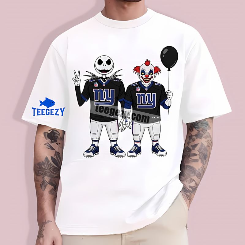 New York Giants Halloween Jack Skellington Pennywise T-Shirt New York Giants Halloween Jack Skellington Pennywise T-Shirt