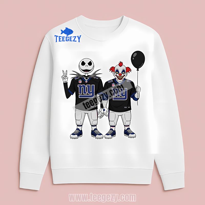 New York Giants Halloween Jack Skellington Pennywise Long Sleeve New York Giants Halloween Jack Skellington Pennywise Long Sleeve