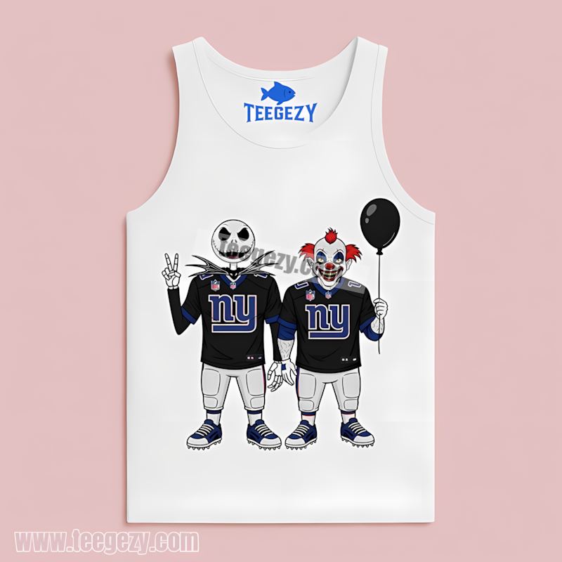 New York Giants Halloween Jack Skellington Pennywise Tanktop New York Giants Halloween Jack Skellington Pennywise Tanktop