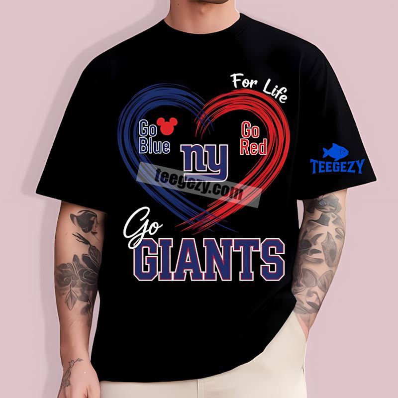 New York Giants Heart Go Blue Go Gold Fan T-Shirt New York Giants Heart Go Blue Go Gold Fan T-Shirt