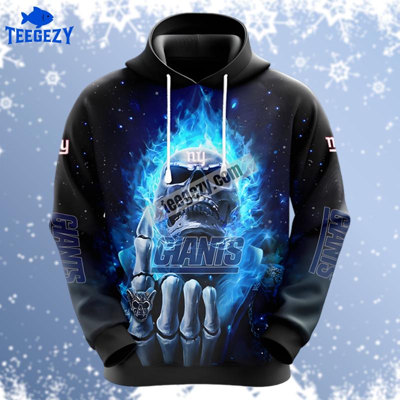 New York Giants Hot Skull Black Blue Realistic 3D Hoodie New York Giants Hot Skull Black Blue Realistic 3D Hoodie
