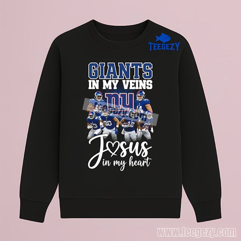 New York Giants Jesus In My Heart Fan Long Sleeve New York Giants Jesus In My Heart Fan Long Sleeve