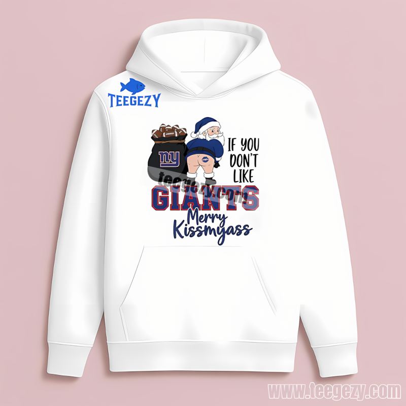 New York Giants Merry Kissmyass Santa Vintage THoodie New York Giants Merry Kissmyass Santa Vintage THoodie