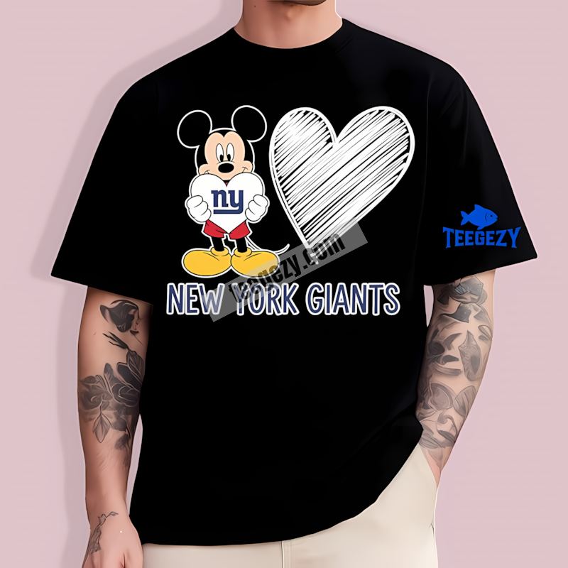 New York Giants Mickey Mouse Heart Fan T-Shirt New York Giants Mickey Mouse Heart Fan T-Shirt