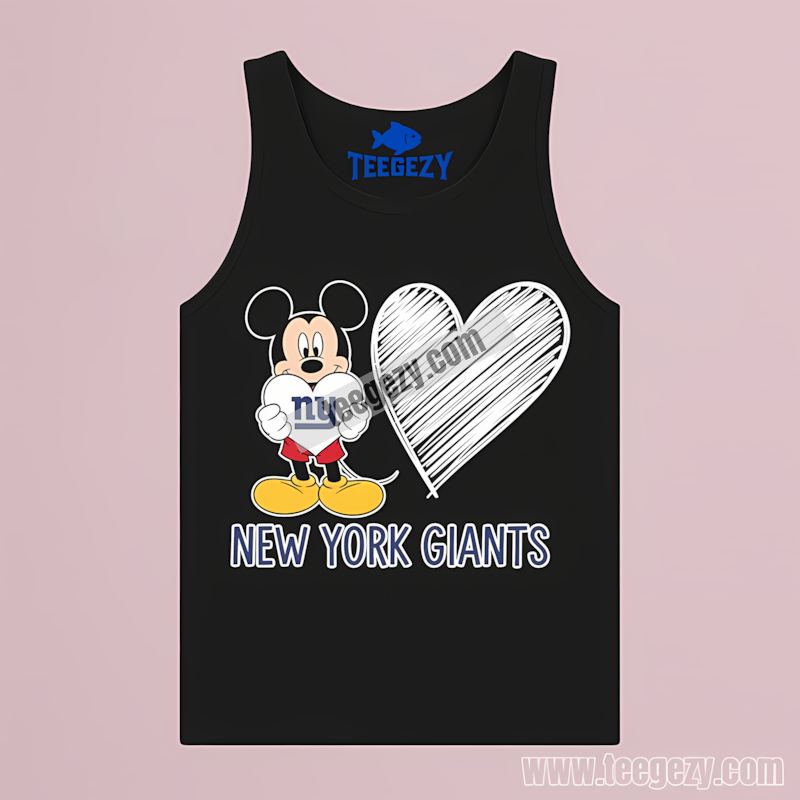 New York Giants Mickey Mouse Heart Fan Tanktop New York Giants Mickey Mouse Heart Fan Tanktop