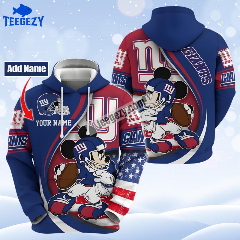 New York Giants Mickey Mouse Personalized Blue Pullover 3D Hoodie New York Giants Mickey Mouse Personalized Blue Pullover 3D Hoodie