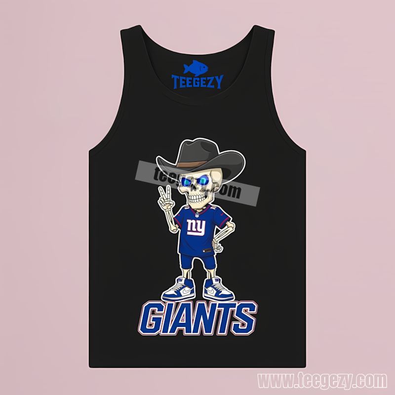 New York Giants Skeleton Cowboy Fan Tanktop New York Giants Skeleton Cowboy Fan Tanktop