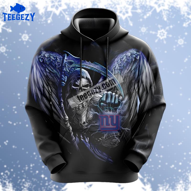 New York Giants Skull Spread Wings Black Blue 3D Hoodie New York Giants Skull Spread Wings Black Blue 3D Hoodie