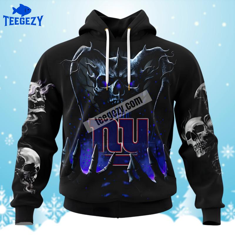 New York Giants Skull Uprising Black Blue Art 3D Hoodie New York Giants Skull Uprising Black Blue Art 3D Hoodie