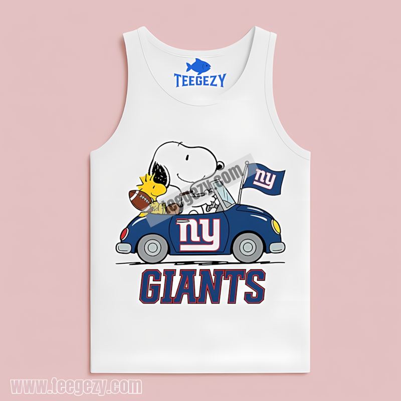 New York Giants Snoopy Driving Car Fan Tanktop New York Giants Snoopy Driving Car Fan Tanktop