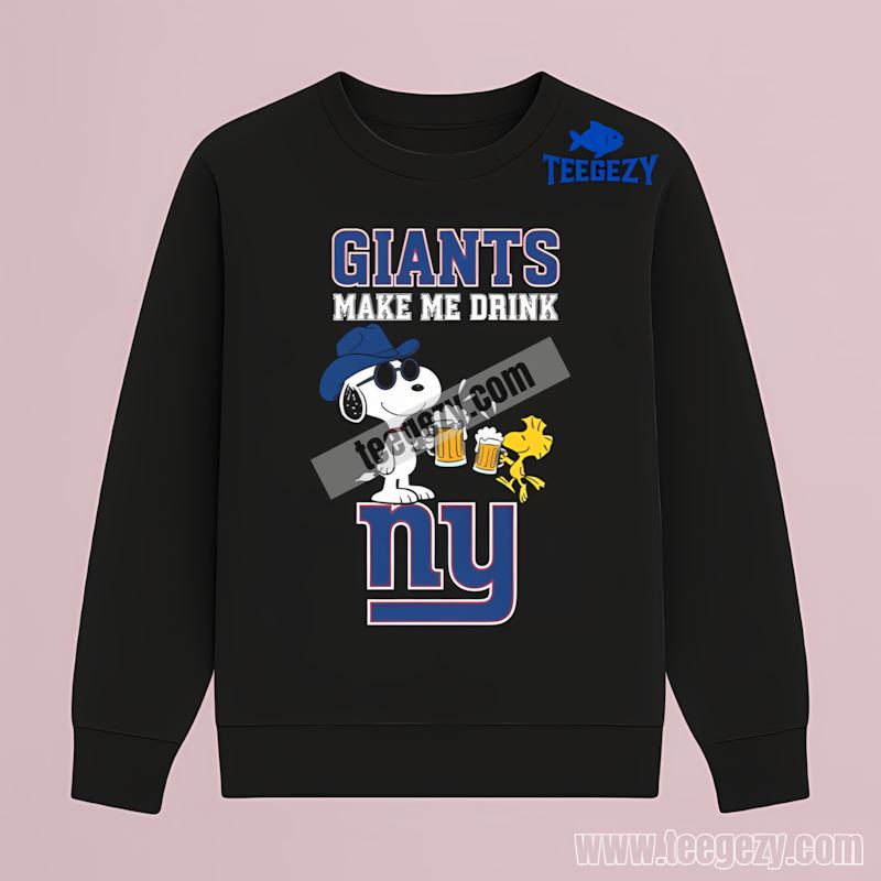 New York Giants Snoopy Make Me Drink Custom TLong Sleeve New York Giants Snoopy Make Me Drink Custom TLong Sleeve