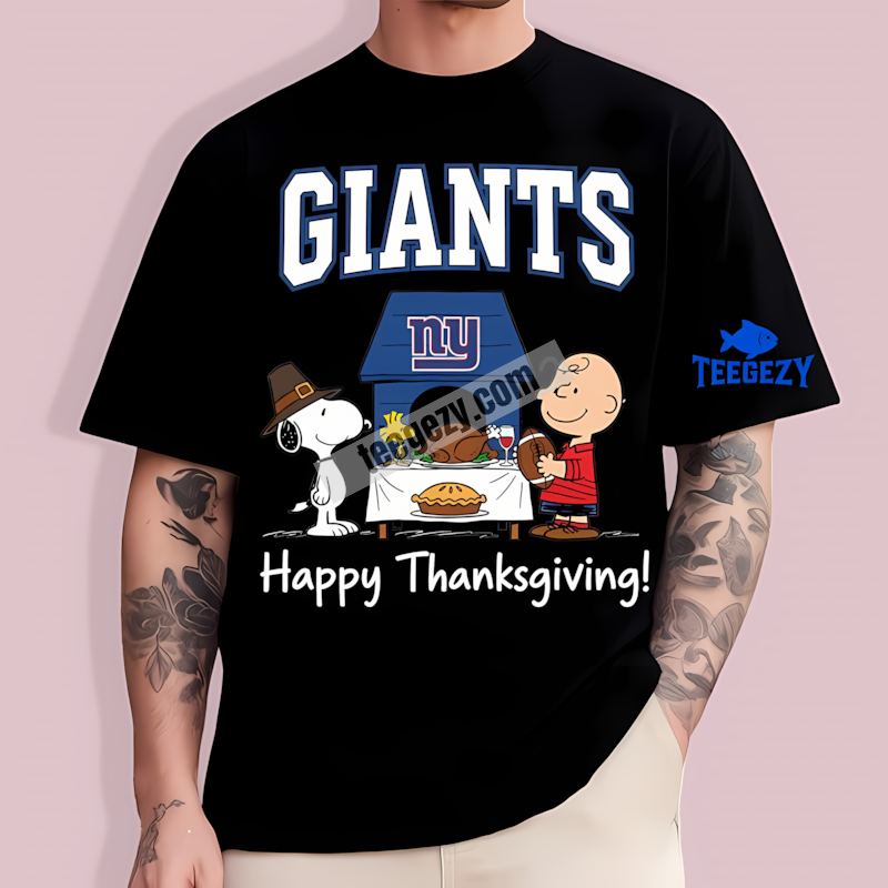 New York Giants Snoopy Thanksgiving Fan T-Shirt New York Giants Snoopy Thanksgiving Fan T-Shirt