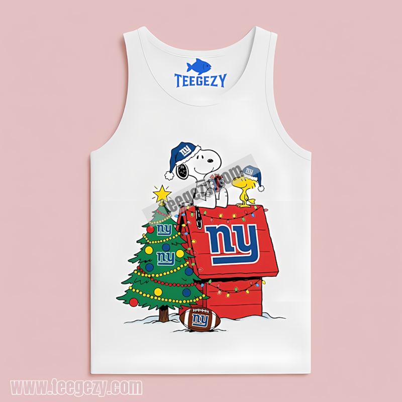 New York Giants Snoopy Woodstock Christmas Tanktop New York Giants Snoopy Woodstock Christmas Tanktop