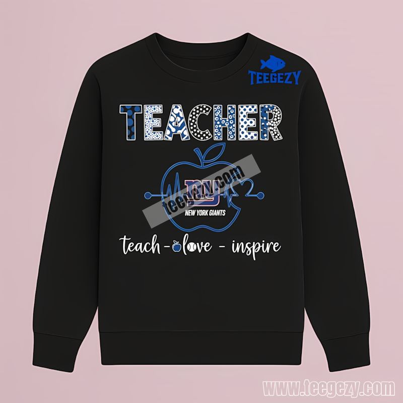 New York Giants Teacher Apple Love Inspire TLong Sleeve New York Giants Teacher Apple Love Inspire TLong Sleeve