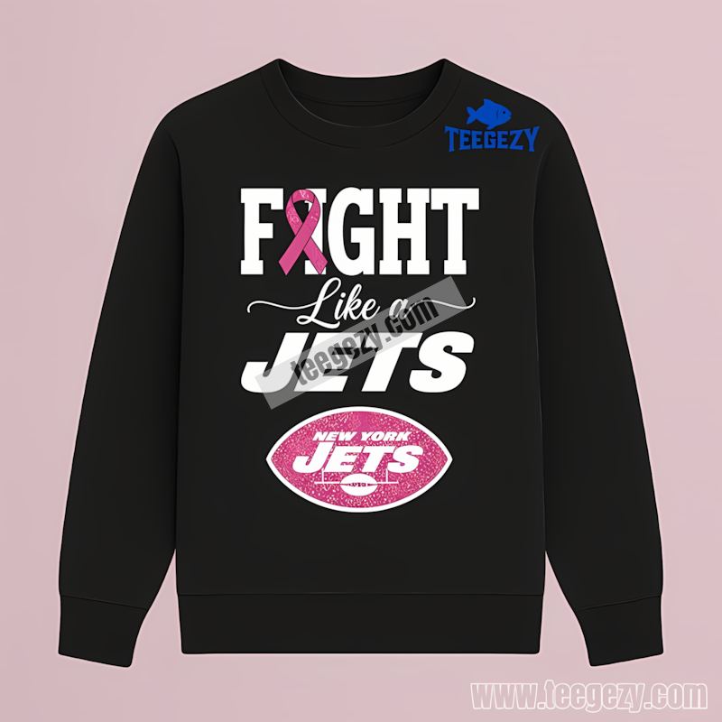 New York Jets Breast Cancer Awareness Fight Like Long Sleeve New York Jets Breast Cancer Awareness Fight Like Long Sleeve
