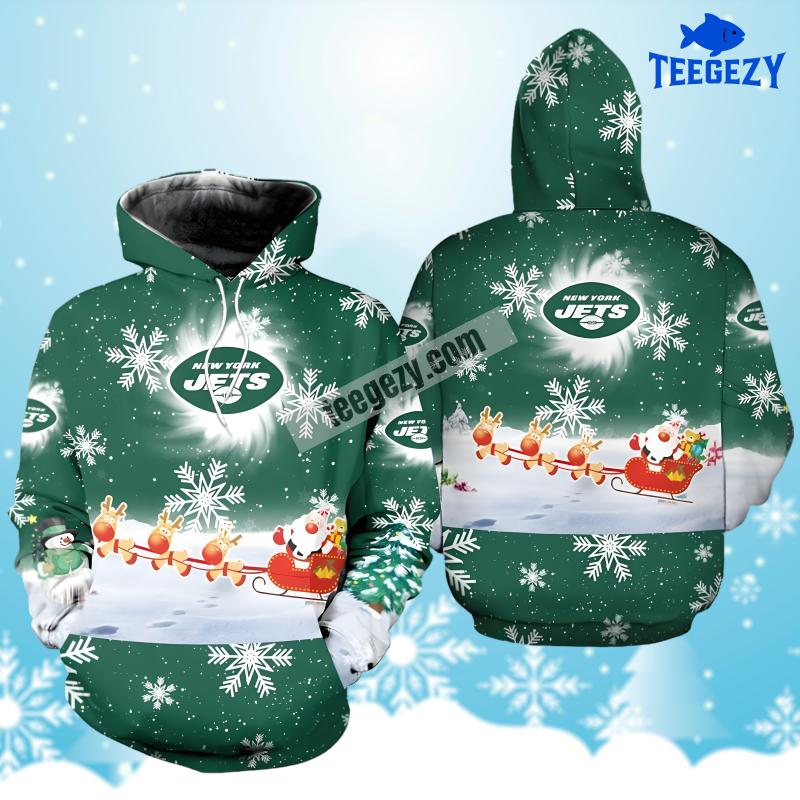 New York Jets Christmas Santa Claus Is Coming Green White Cool 3D Hoodie New York Jets Christmas Santa Claus Is Coming Green White Cool 3D Hoodie