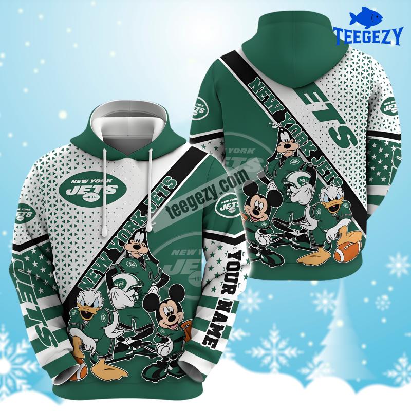 New York Jets Donald Duck Goofy Mickey Mouse Personalized Green 3D Hoodie New York Jets Donald Duck Goofy Mickey Mouse Personalized Green 3D Hoodie