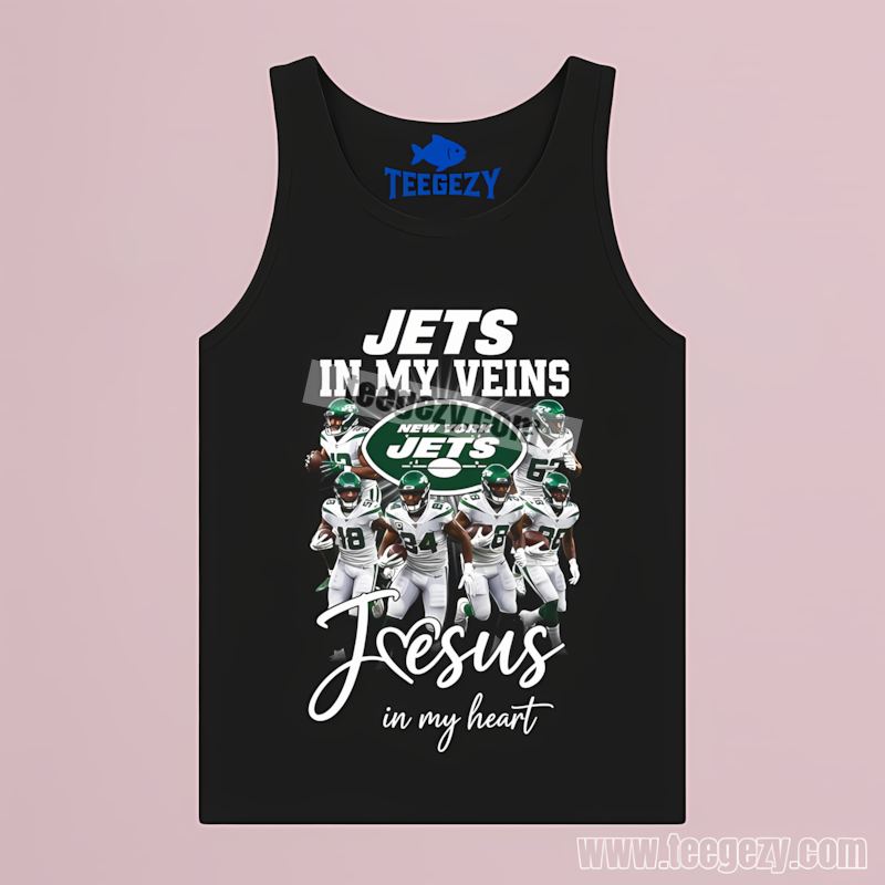 New York Jets Fan Tanktop In My Veins Jesus In My Heart New York Jets Fan Tanktop In My Veins Jesus In My Heart