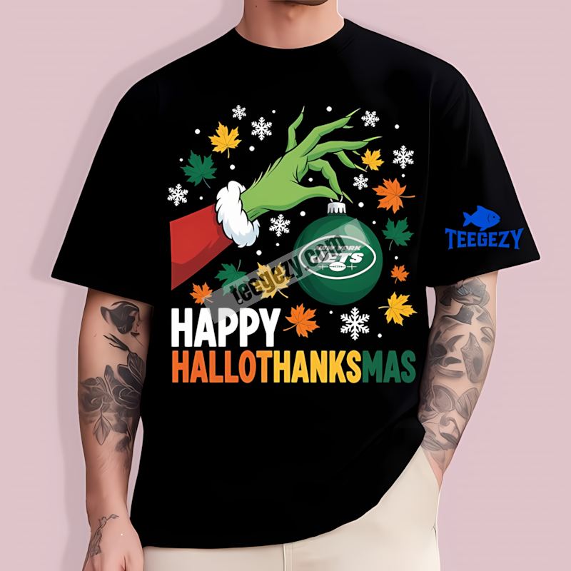 New York Jets Hallothanksmas Short Sleeve Fan T-Shirt New York Jets Hallothanksmas Short Sleeve Fan T-Shirt