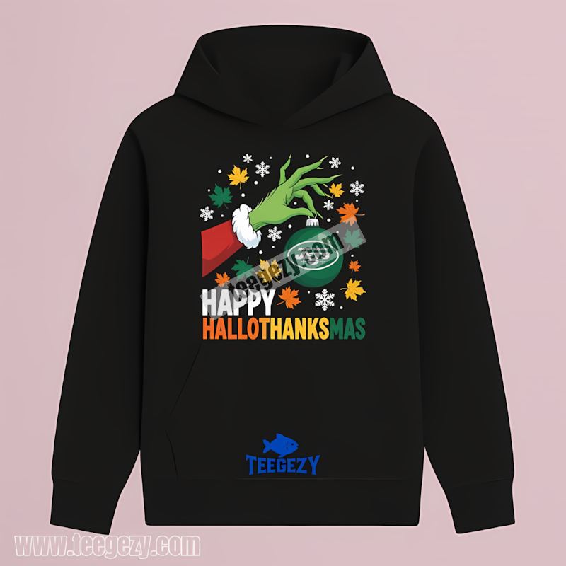 New York Jets Hallothanksmas Short Sleeve Fan Hoodie New York Jets Hallothanksmas Short Sleeve Fan Hoodie