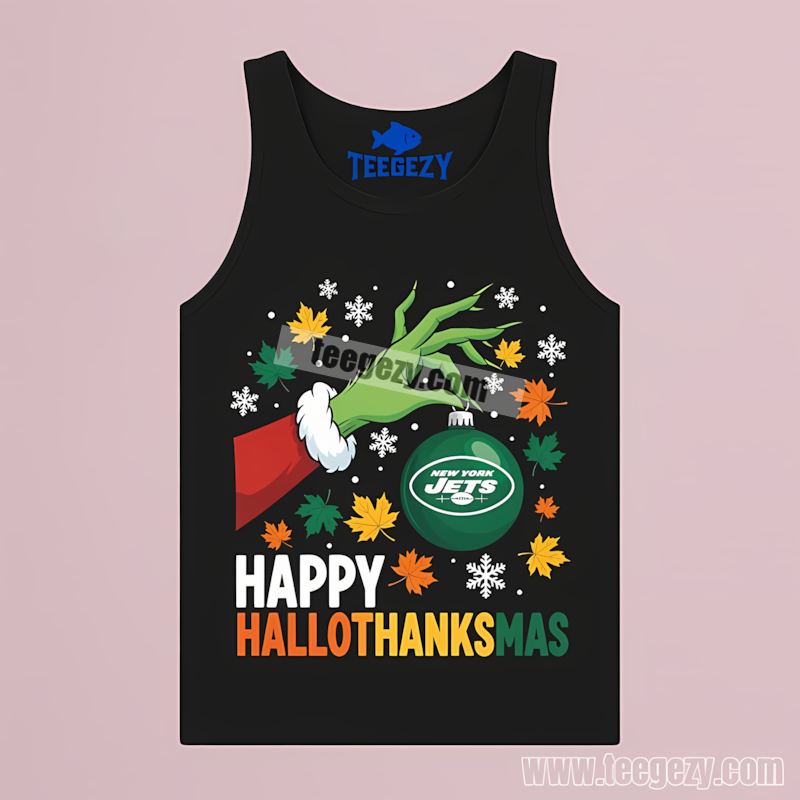 New York Jets Hallothanksmas Short Sleeve Fan Tanktop New York Jets Hallothanksmas Short Sleeve Fan Tanktop