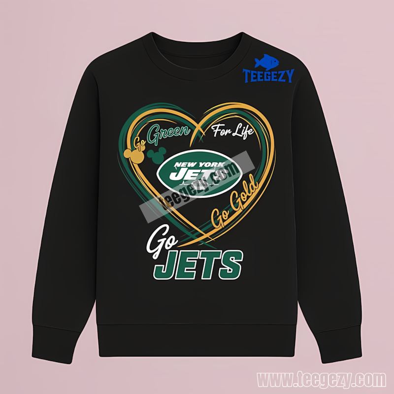New York Jets Heart Go Green Go Gold Fan Long Sleeve New York Jets Heart Go Green Go Gold Fan Long Sleeve