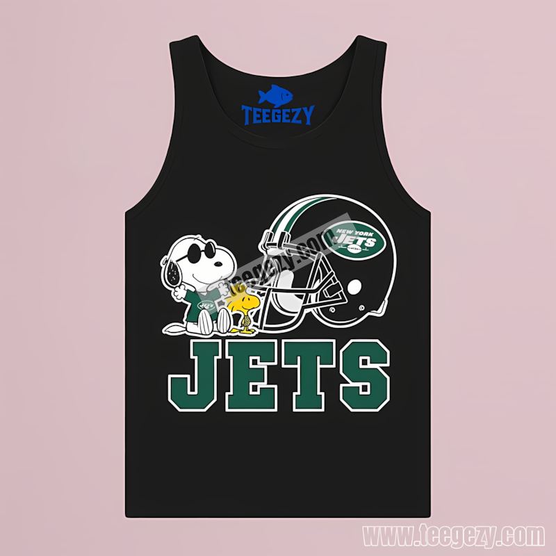 New York Jets Helmet Fan Tanktop With Snoopy Woodstock New York Jets Helmet Fan Tanktop With Snoopy Woodstock