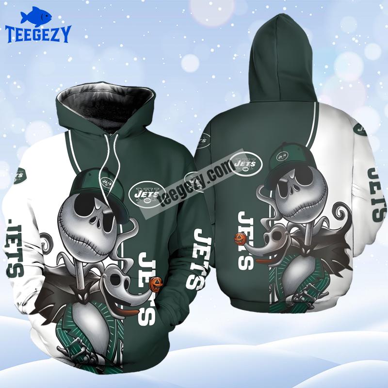 New York Jets Jack Skellington Zero Halloween Green White Mens 3D Hoodie New York Jets Jack Skellington Zero Halloween Green White Mens 3D Hoodie