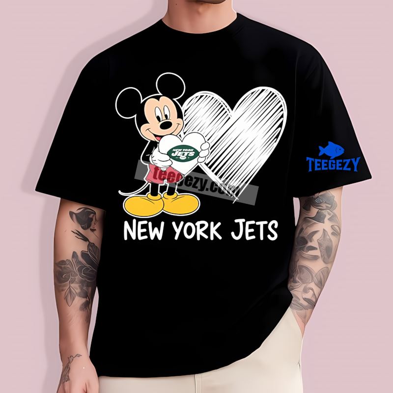 New York Jets Mickey Heart Long Sleeve T-Shirt New York Jets Mickey Heart Long Sleeve T-Shirt