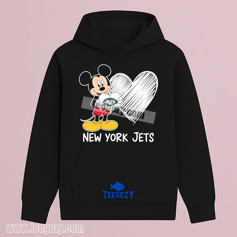 New York Jets Mickey Heart Long Sleeve Hoodie New York Jets Mickey Heart Long Sleeve Hoodie