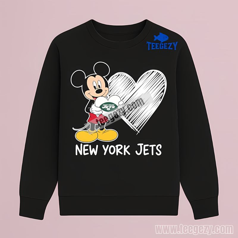 New York Jets Mickey Heart Long Sleeve Long Sleeve New York Jets Mickey Heart Long Sleeve Long Sleeve