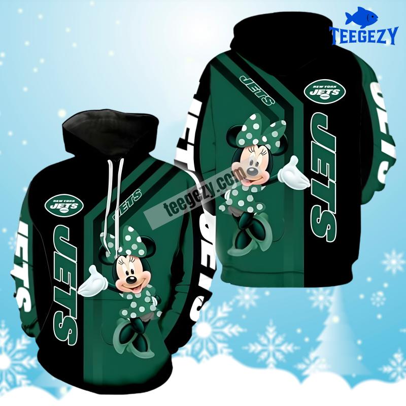 New York Jets Minnie Mouse Christmas Green Black Mens 3D Hoodie New York Jets Minnie Mouse Christmas Green Black Mens 3D Hoodie