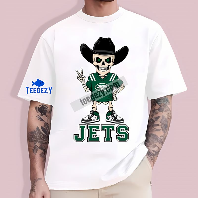 New York Jets Skeleton Cowboy Crewneck TT-Shirt New York Jets Skeleton Cowboy Crewneck TT-Shirt