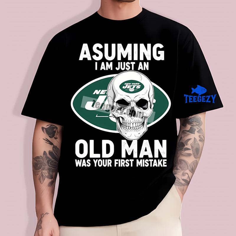 New York Jets Skull Fan T-Shirt For Old Men New York Jets Skull Fan T-Shirt For Old Men