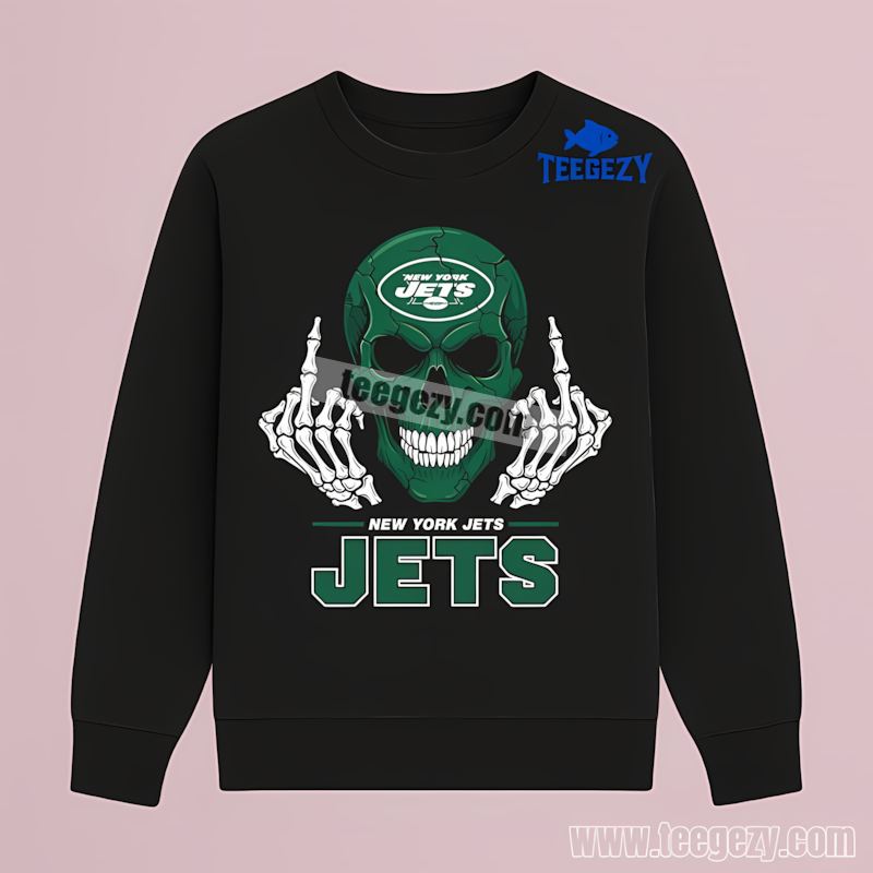New York Jets Skull Middle Finger Fan Long Sleeve New York Jets Skull Middle Finger Fan Long Sleeve