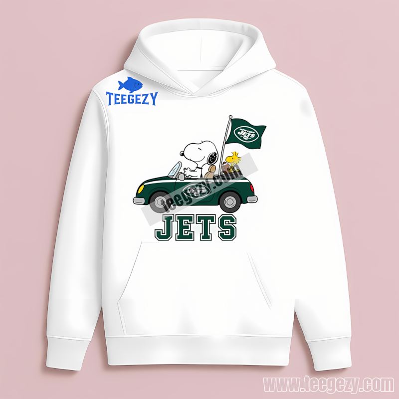 New York Jets Snoopy Driving Car Adult Fan Hoodie New York Jets Snoopy Driving Car Adult Fan Hoodie