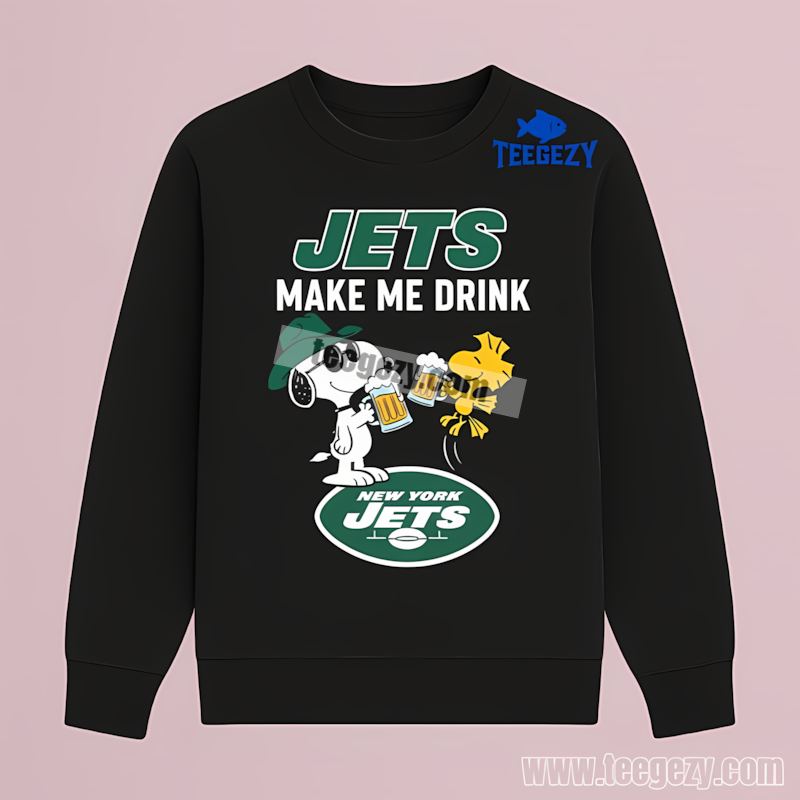 New York Jets Snoopy Make Me Drink Fan Long Sleeve New York Jets Snoopy Make Me Drink Fan Long Sleeve