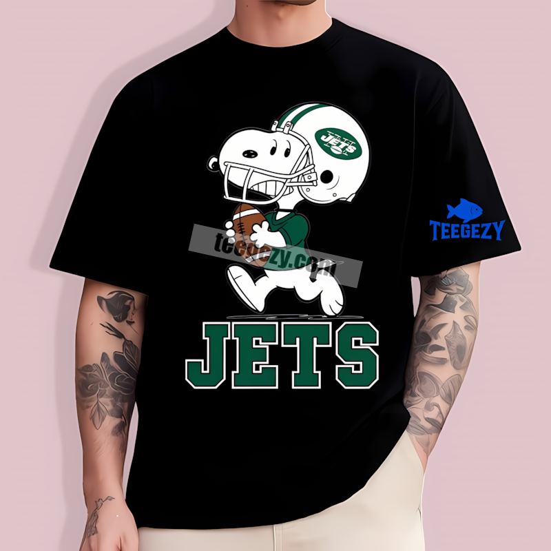New York Jets Snoopy Mens Football Running TT-Shirt New York Jets Snoopy Mens Football Running TT-Shirt