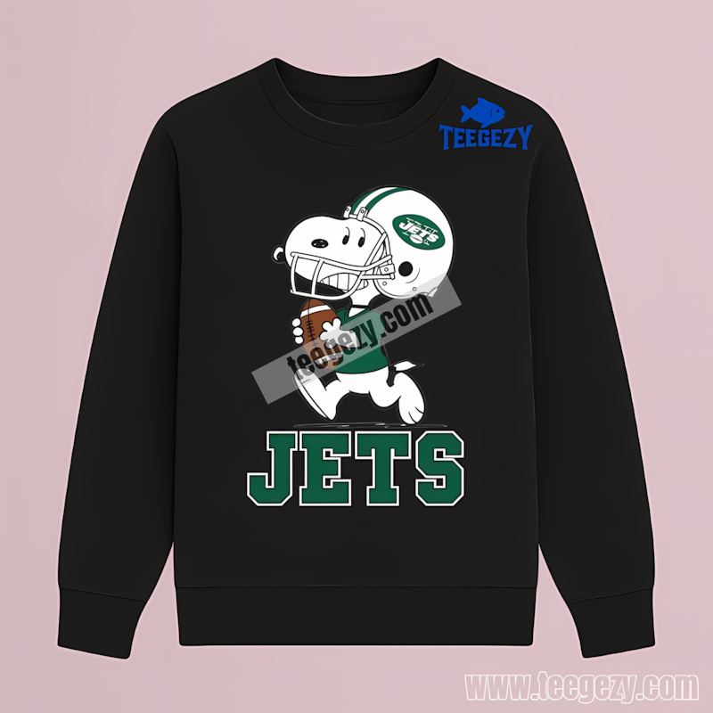 New York Jets Snoopy Mens Football Running TLong Sleeve New York Jets Snoopy Mens Football Running TLong Sleeve