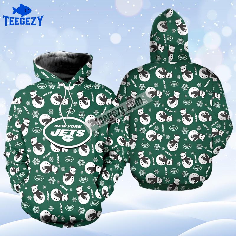 New York Jets Snowman Christmas White Green Realistic 3D Hoodie New York Jets Snowman Christmas White Green Realistic 3D Hoodie