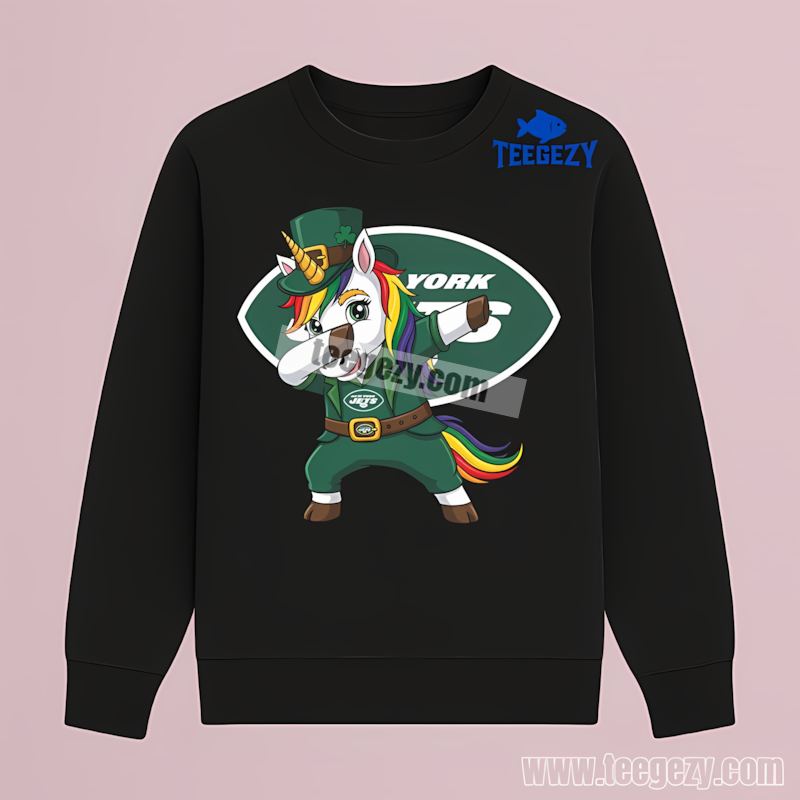New York Jets St Patricks Day Dabbing Unicorn Long Sleeve New York Jets St Patricks Day Dabbing Unicorn Long Sleeve
