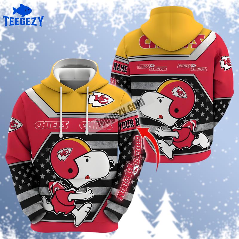 Personalized Kansas City Chiefs Snoopy Yellow Red Printed 3D Hoodie Personalized Kansas City Chiefs Snoopy Yellow Red Printed 3D Hoodie